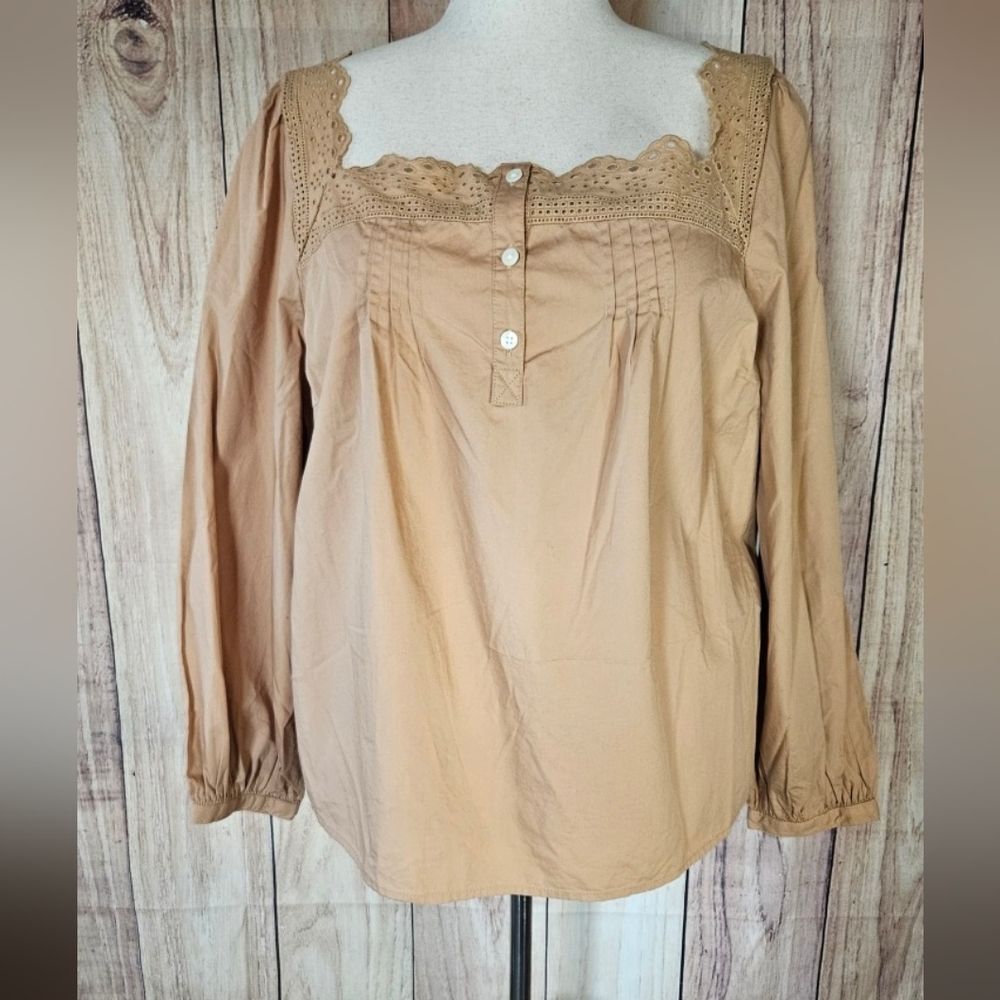 NWT a.n.a Eyelet Lace Trim Cotton Top Plus Size 2X